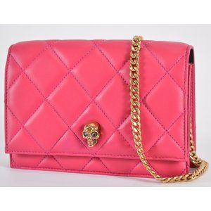 New Alexander McQueen 513088 Quilted Nappa Leather Skull Shoulder Bag Purse